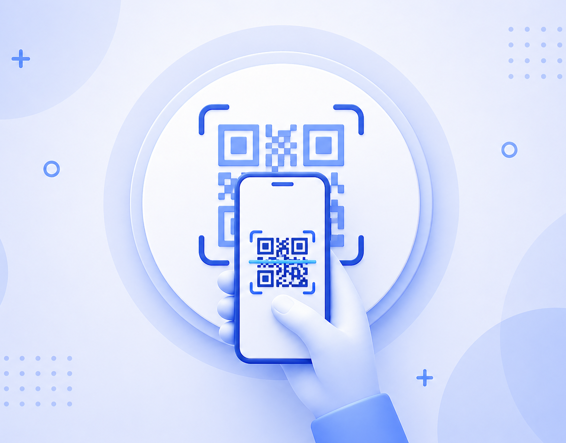 Employee QR check-in illustration
